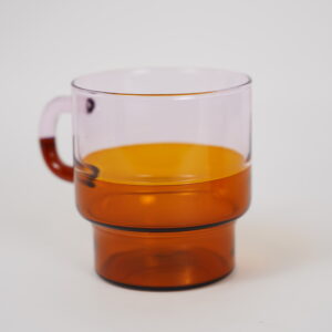 Borosilicate Stackable Glass Mug (Pink/Amber)
