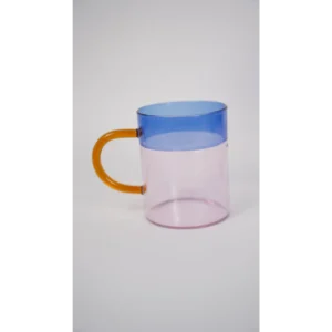 Borosilicate Straight Glass Mug (Blue/Pink)