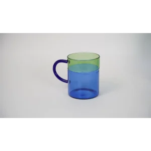Borosilicate Straight Glass Mug (Green/Blue)