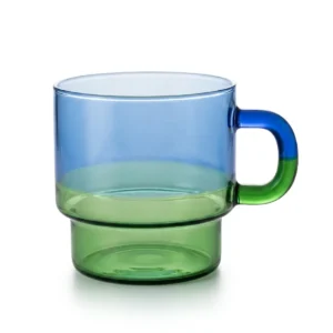 Borosilicate Stackable Glass Mug (Blue/Green)