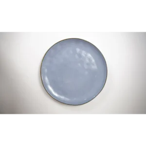 Blue  Dinner Plate with Brown Rim