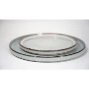 Blue Japanese Style Small Plates with Brown Rim