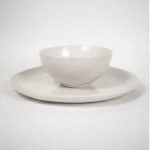 Beige Gridded Dinner Plate