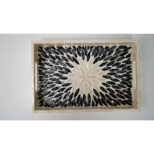 Small Beige and Black Shell Tray Set