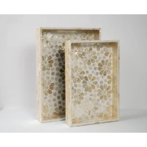 Small Beige Flower Shell Tray Set