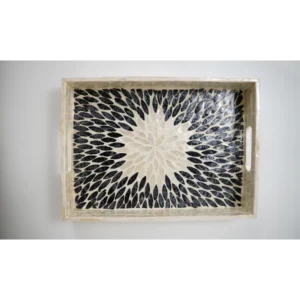 Large Beige and Black Shell Tray Set