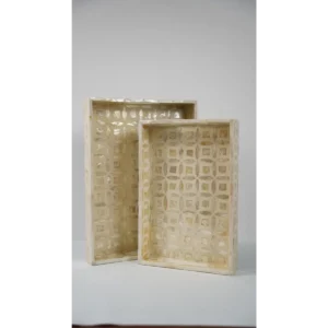Large Beige Cross Shell Tray Set