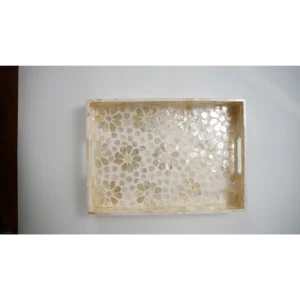 Large Beige Flower Shell Tray Set